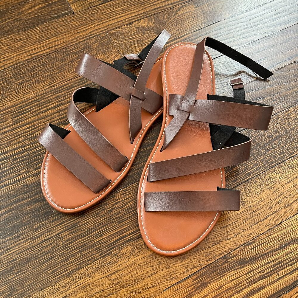 Brown Strappy Sandals • Size 10.5 Womens / 41 Womens